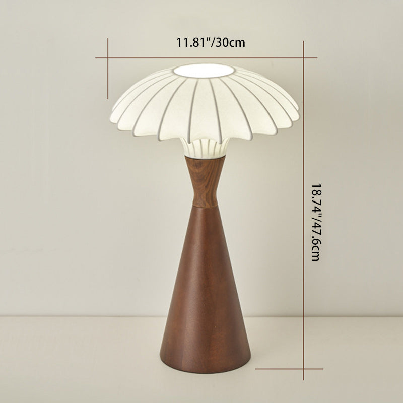French Wood Silk Cone Table Lamp
