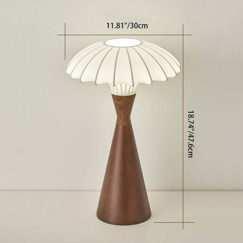 French Wood Silk Cone Table Lamp