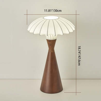 French Wood Silk Cone Table Lamp