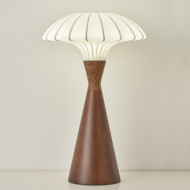 French Wood Silk Cone Table Lamp