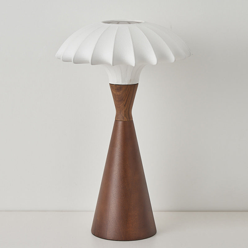 French Wood Silk Cone Table Lamp