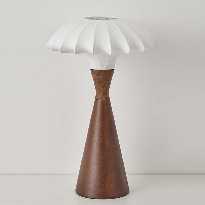 French Wood Silk Cone Table Lamp