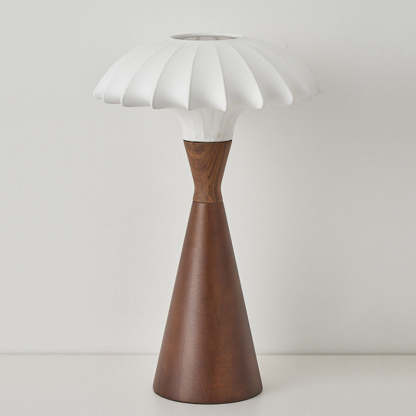 French Wood Silk Cone Table Lamp