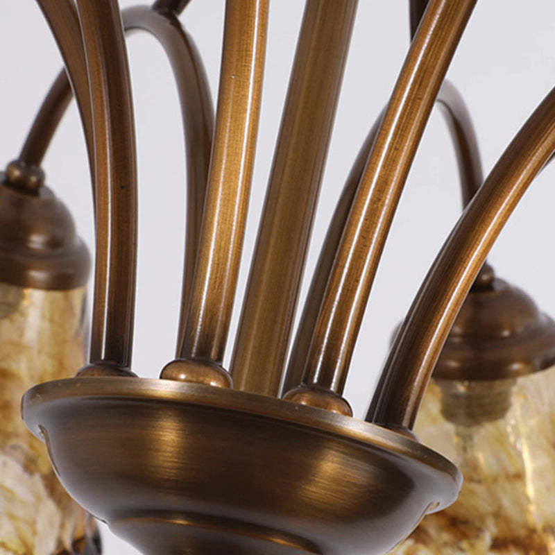 Vintage Copper Glass Cone Branch Chandelier