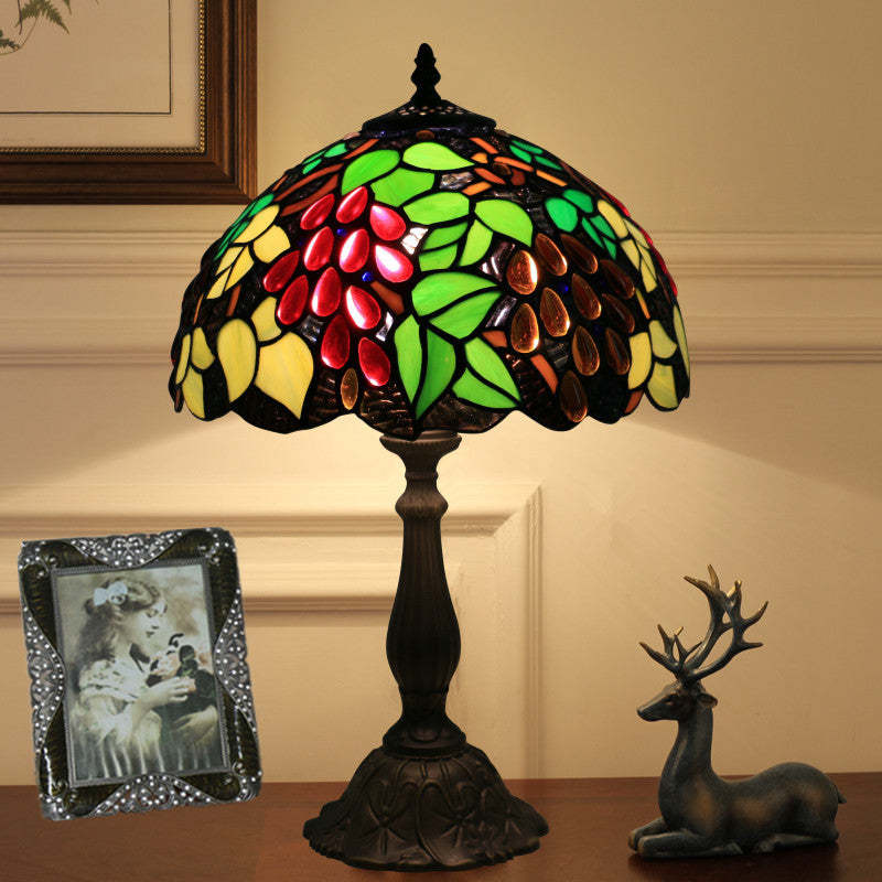 Tiffany Zinc Alloy Stained Glass Round Table Lamp