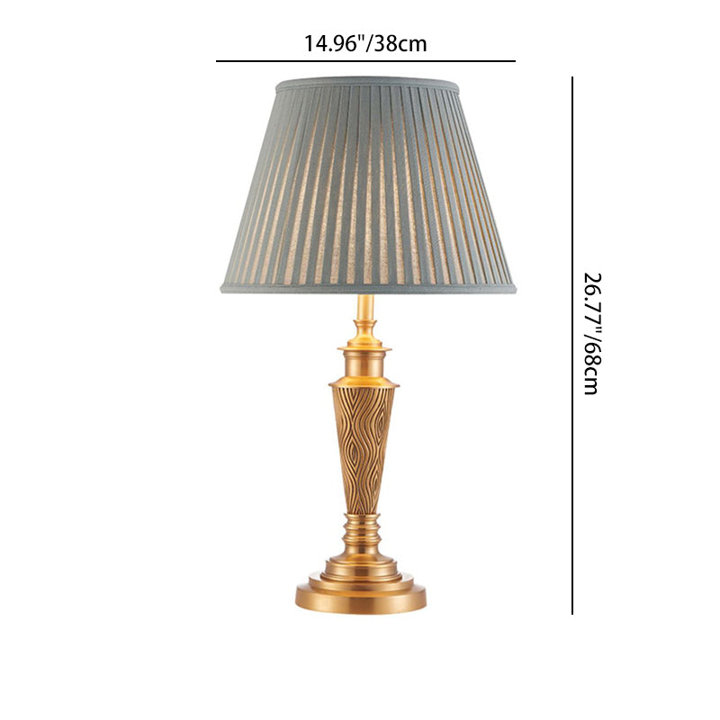 Traditional Rustic Brass Fabric Round Lamp — Dimmer Switch / 220V-240V For UK/AU