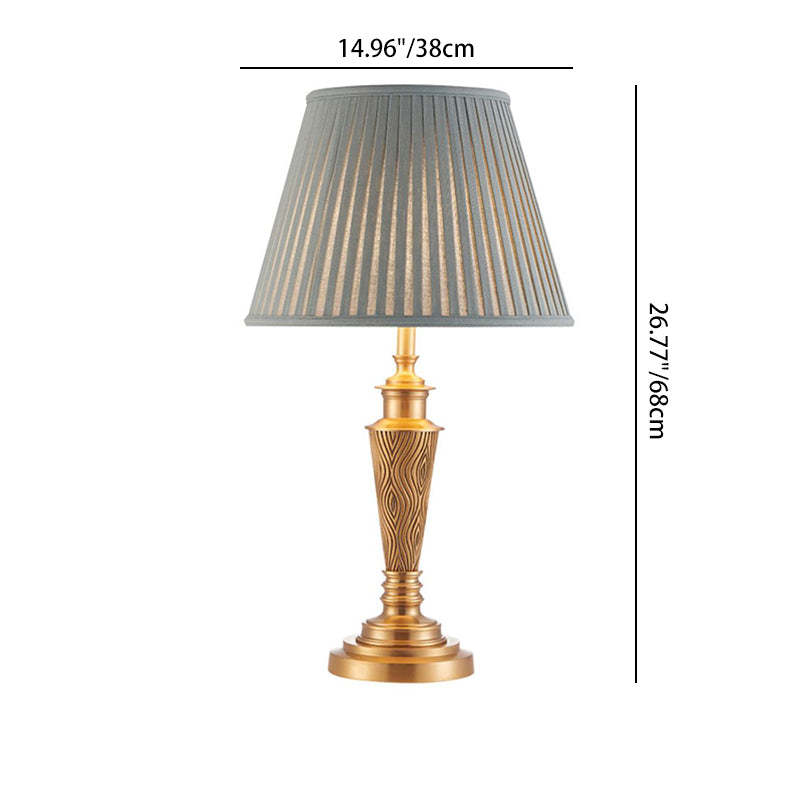Traditional Rustic Brass Fabric Round Lamp — Dimmer Switch / 220V-240V For UK/AU