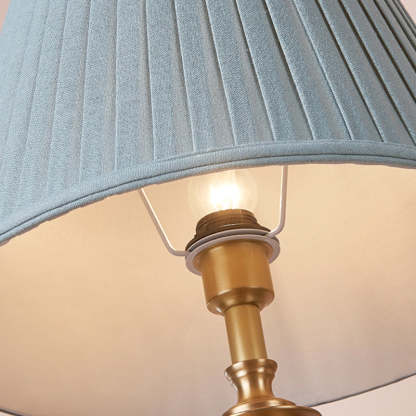 Traditional Rustic Brass Fabric Round Lamp