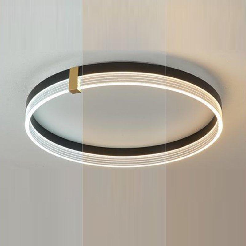 Modern Aluminum Acrylic Geometric LED Flush Mount Light — Square / Warm Light (3000K) / Black - 110V-120V For US/CA
