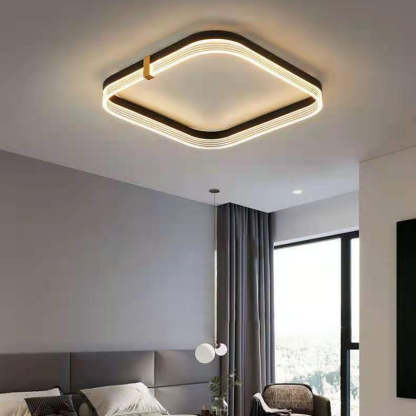 Modern Aluminum Acrylic Geometric LED Flush Mount Light — Square / White Light (5000K) / Black - 110V-120V For US/CA