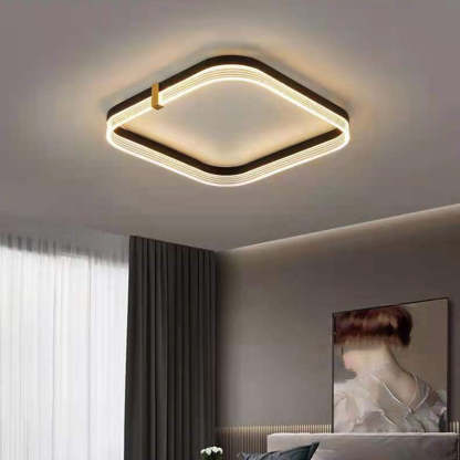 Modern Aluminum Acrylic Geometric LED Flush Mount Light — Round / Warm Light (3000K) / Black - 110V-120V For US/CA