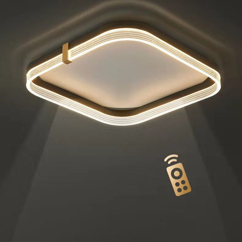 Modern Aluminum Acrylic Geometric LED Flush Mount Light — Square / Warm Light (3000K) / Gold - 110V-120V For US/CA
