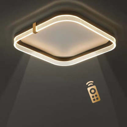 Modern Aluminum Acrylic Geometric LED Flush Mount Light — Square / Warm Light (3000K) / Gold - 110V-120V For US/CA