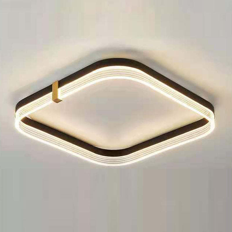 Modern Aluminum Acrylic Geometric LED Flush Mount Light — Round / Infinitely Dimmable / Black - 220V-240V For UK/AU