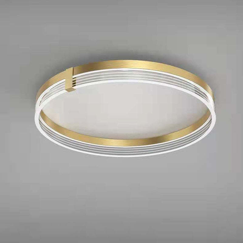 Modern Aluminum Acrylic Geometric LED Flush Mount Light — Round / Infinitely Dimmable / Black - 110V-120V For US/CA