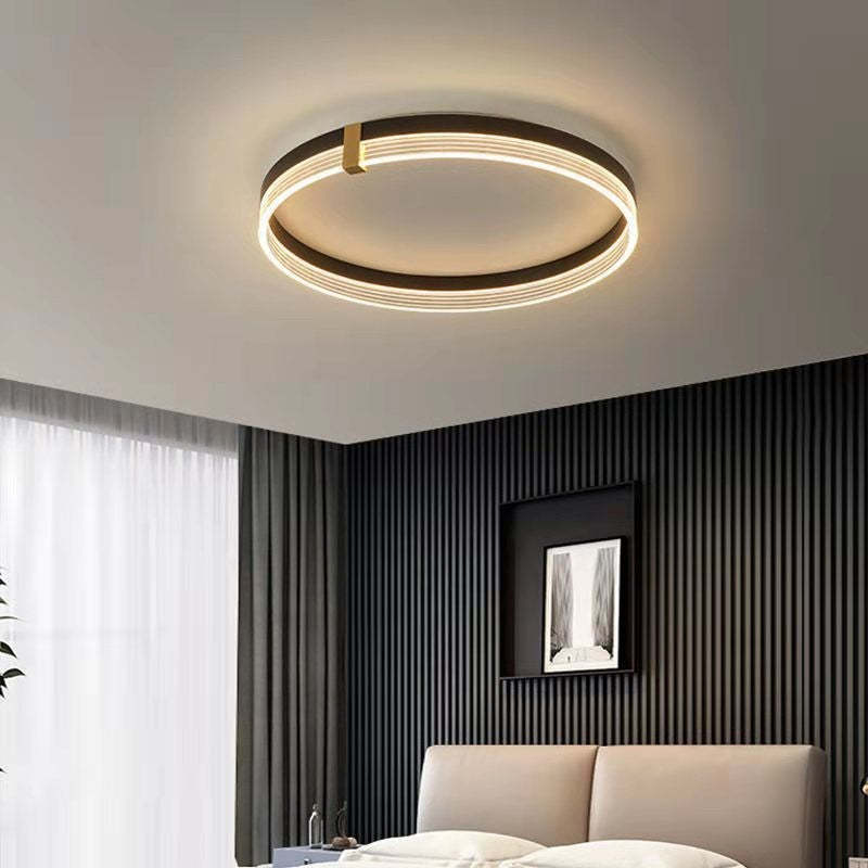 Modern Aluminum Acrylic Geometric LED Flush Mount Light — Square / Warm Light (3000K) / Black - 220V-240V For UK/AU