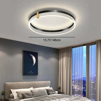 Modern Aluminum Acrylic Geometric LED Flush Mount Light — Round / Warm Light (3000K) / Gold - 110V-120V For US/CA