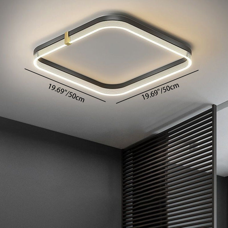 Modern Aluminum Acrylic Geometric LED Flush Mount Light — Round / Warm Light (3000K) / Gold - 220V-240V For UK/AU