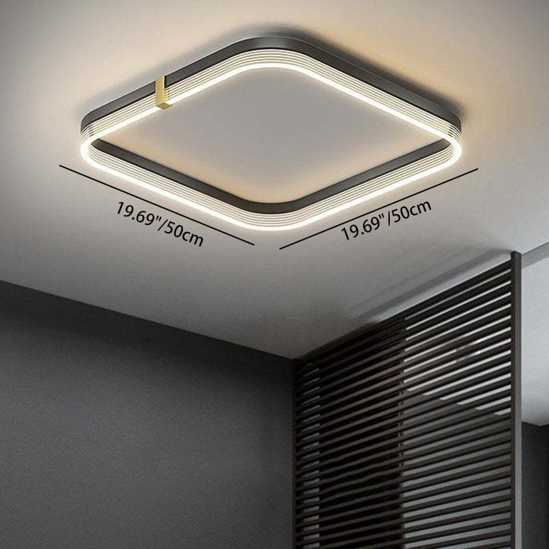 Modern Aluminum Acrylic Geometric LED Flush Mount Light — Round / Warm Light (3000K) / Gold - 220V-240V For UK/AU