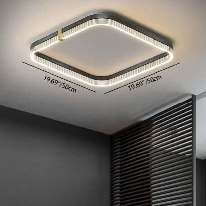 Modern Aluminum Acrylic Geometric LED Flush Mount Light — Round / Warm Light (3000K) / Gold - 220V-240V For UK/AU