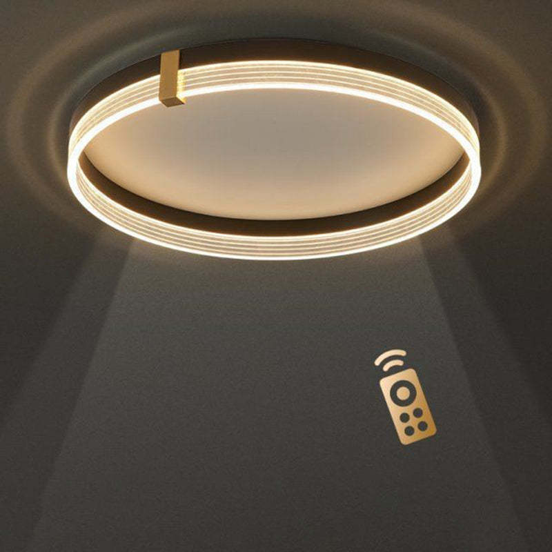 Modern Aluminum Acrylic Geometric LED Flush Mount Light — Round / Infinitely Dimmable / Gold - 220V-240V For UK/AU
