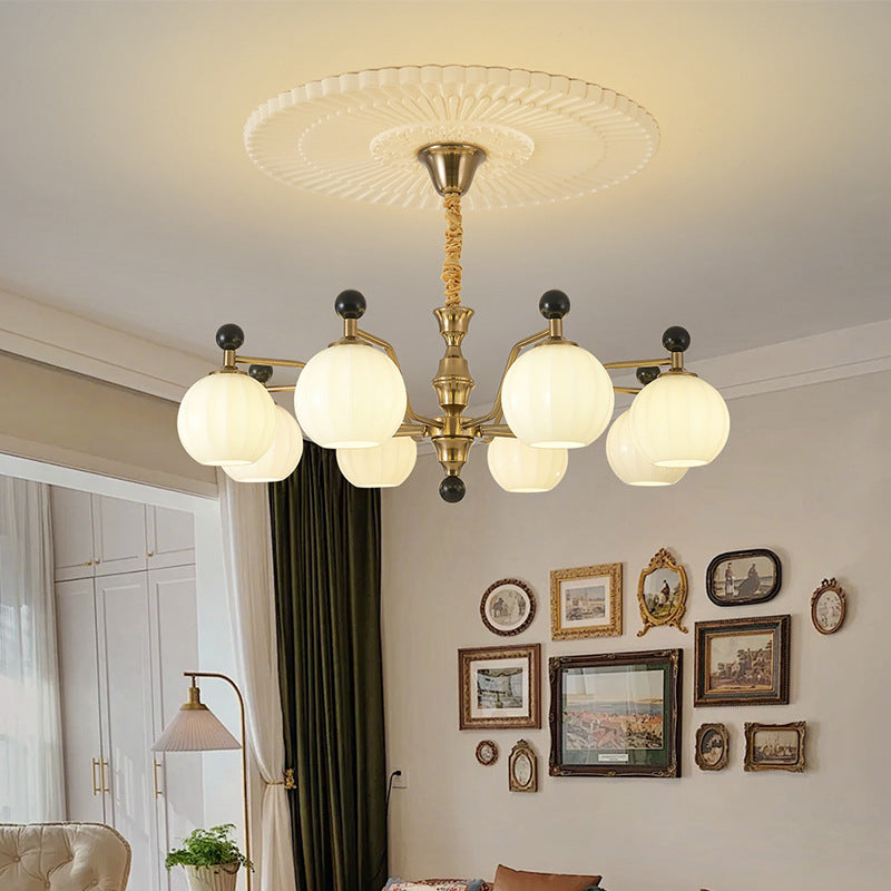 Chinese Glass Solid Wood Iron Copper Branching Chandelier