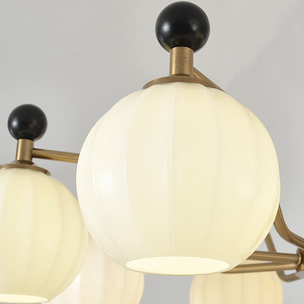 Chinese Glass Solid Wood Iron Copper Branching Chandelier