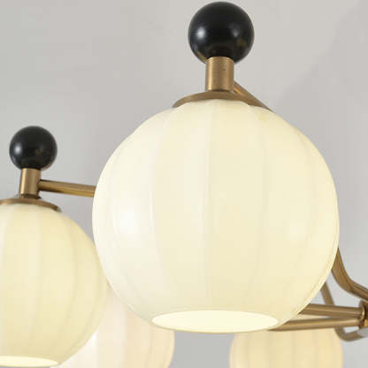 Chinese Glass Solid Wood Iron Copper Branching Chandelier