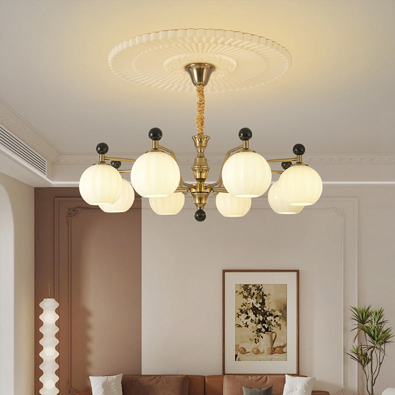 Chinese Glass Solid Wood Iron Copper Branching Chandelier
