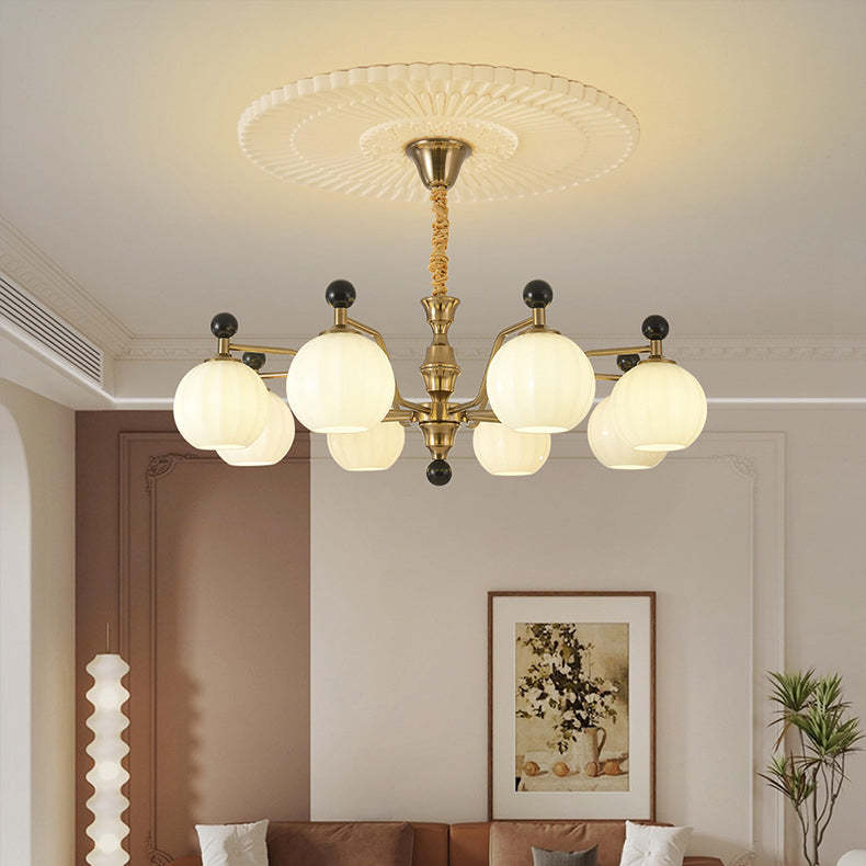 Chinese Glass Solid Wood Iron Copper Branching Chandelier