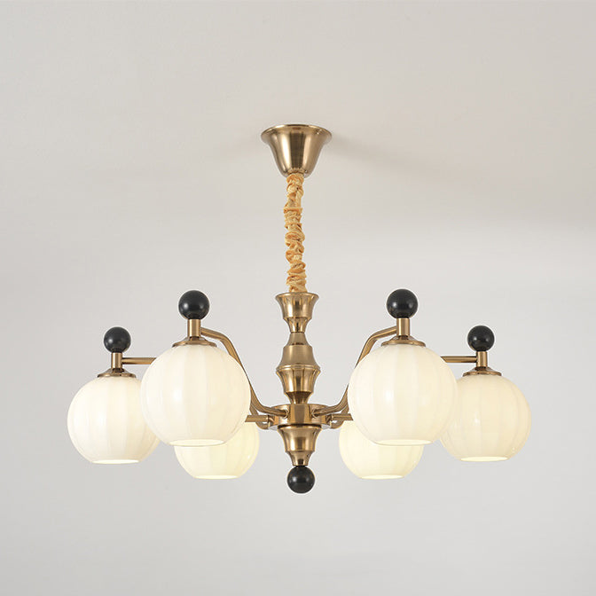 Chinese Glass Solid Wood Iron Copper Branching Chandelier