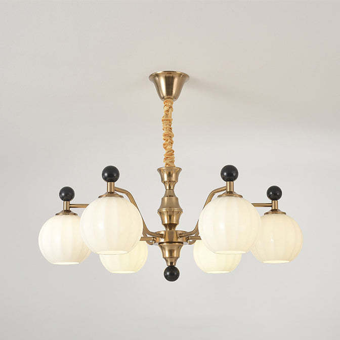 Chinese Glass Solid Wood Iron Copper Branching Chandelier