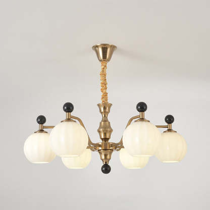 Chinese Glass Solid Wood Iron Copper Branching Chandelier