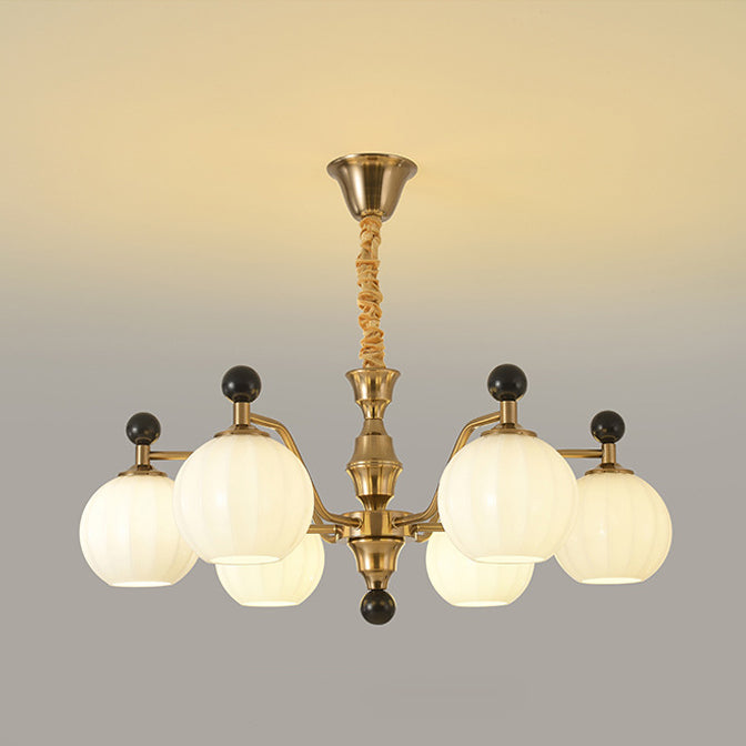 Chinese Glass Solid Wood Iron Copper Branching Chandelier