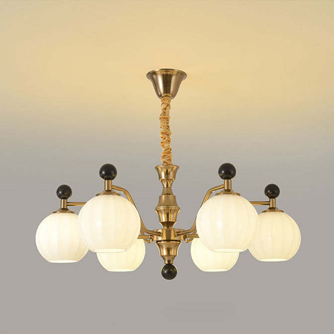 Chinese Glass Solid Wood Iron Copper Branching Chandelier