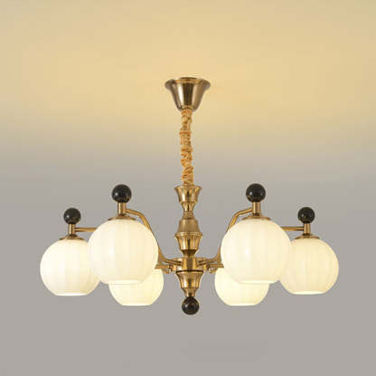 Chinese Glass Solid Wood Iron Copper Branching Chandelier