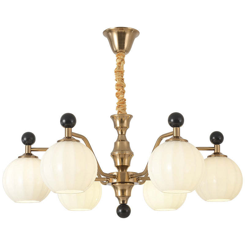 Chinese Glass Solid Wood Iron Copper Branching Chandelier
