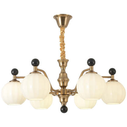 Chinese Glass Solid Wood Iron Copper Branching Chandelier