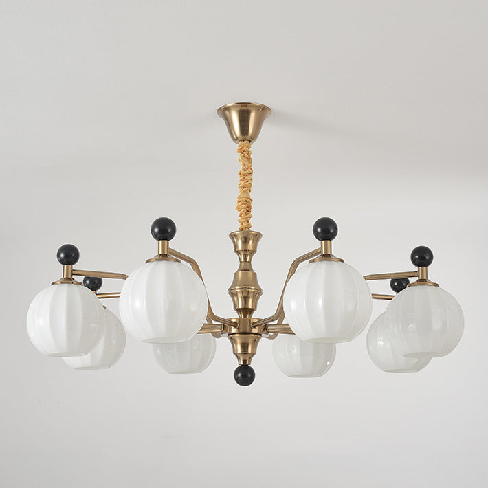 Chinese Glass Solid Wood Iron Copper Branching Chandelier