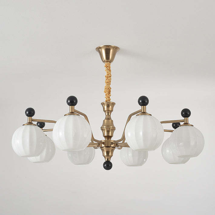 Chinese Glass Solid Wood Iron Copper Branching Chandelier