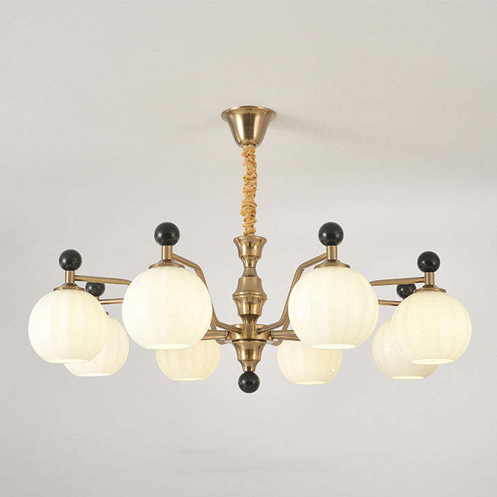 Chinese Glass Solid Wood Iron Copper Branching Chandelier