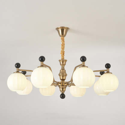 Chinese Glass Solid Wood Iron Copper Branching Chandelier