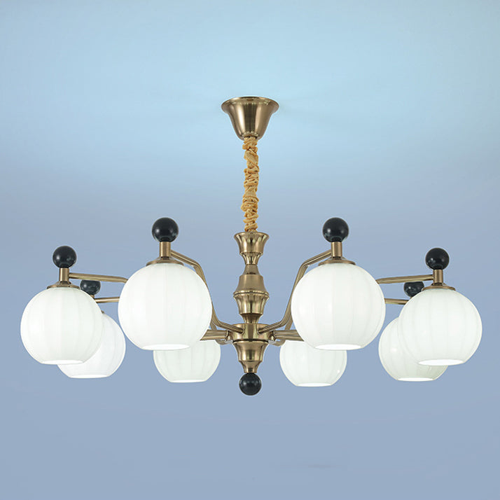 Chinese Glass Solid Wood Iron Copper Branching Chandelier