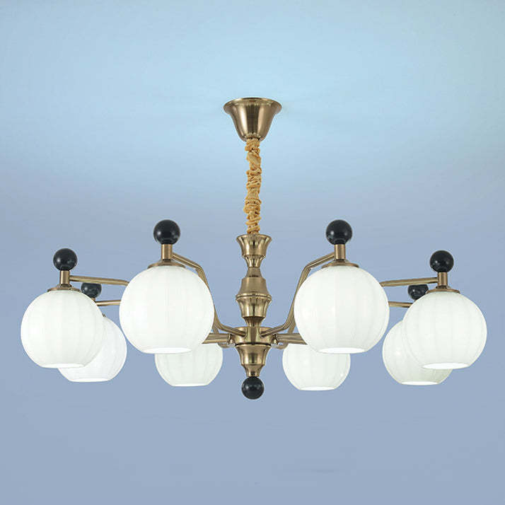 Chinese Glass Solid Wood Iron Copper Branching Chandelier