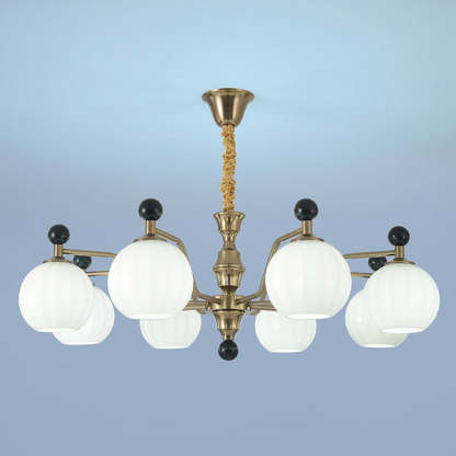 Chinese Glass Solid Wood Iron Copper Branching Chandelier