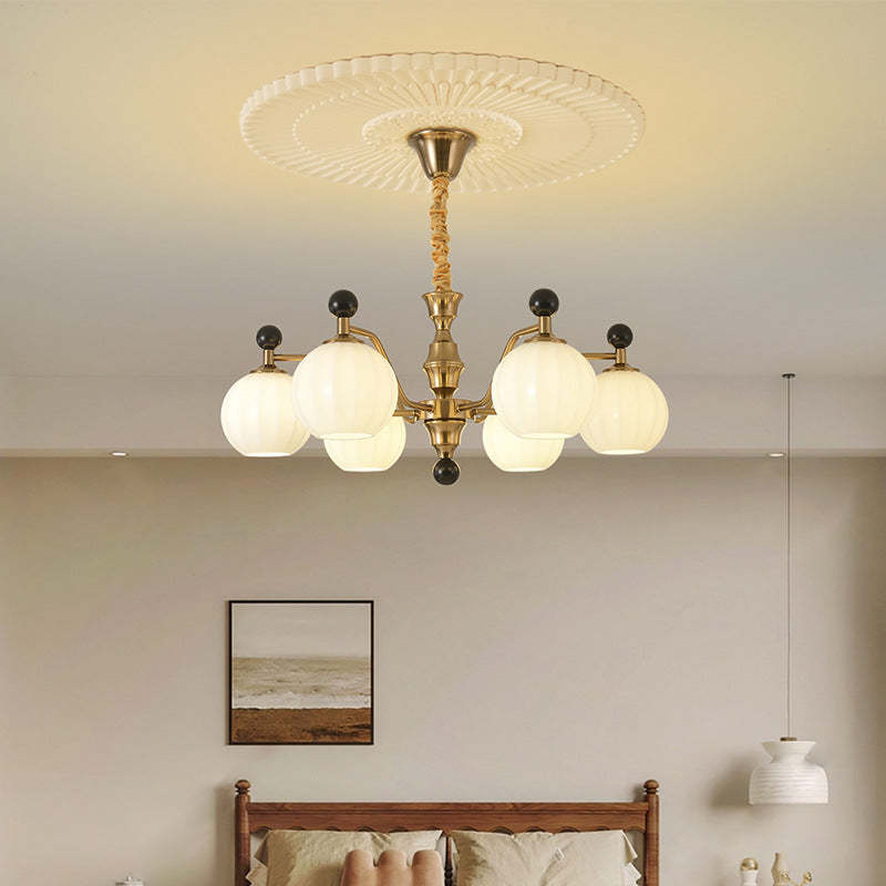 Chinese Glass Solid Wood Iron Copper Branching Chandelier