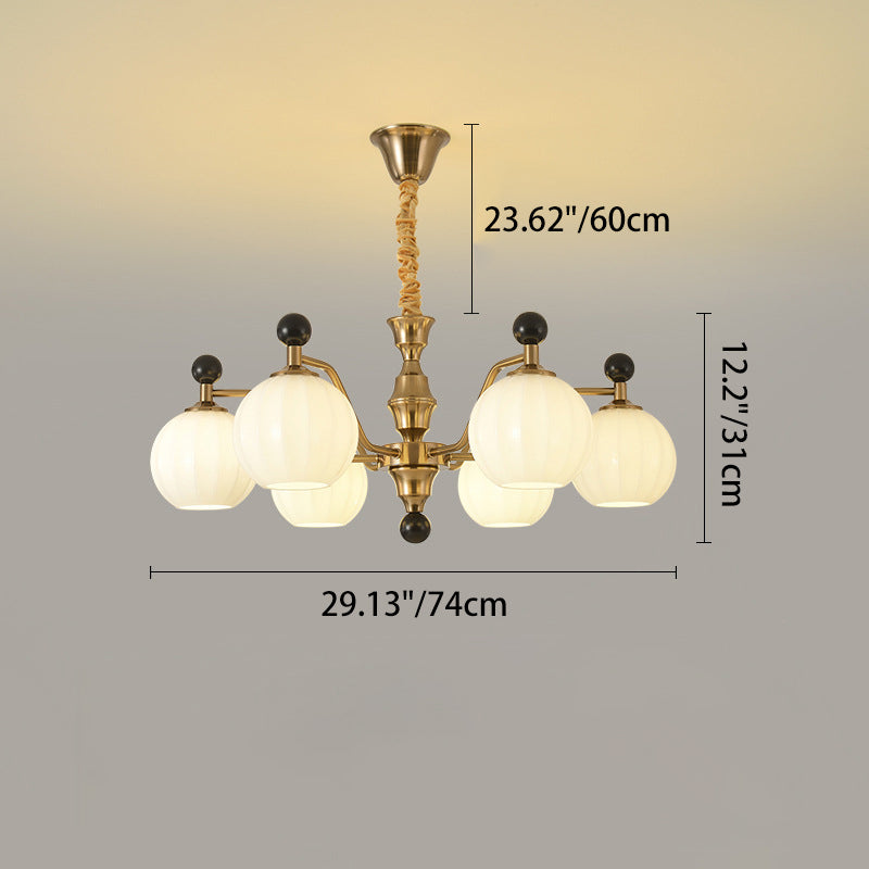 Chinese Glass Solid Wood Iron Copper Branching Chandelier