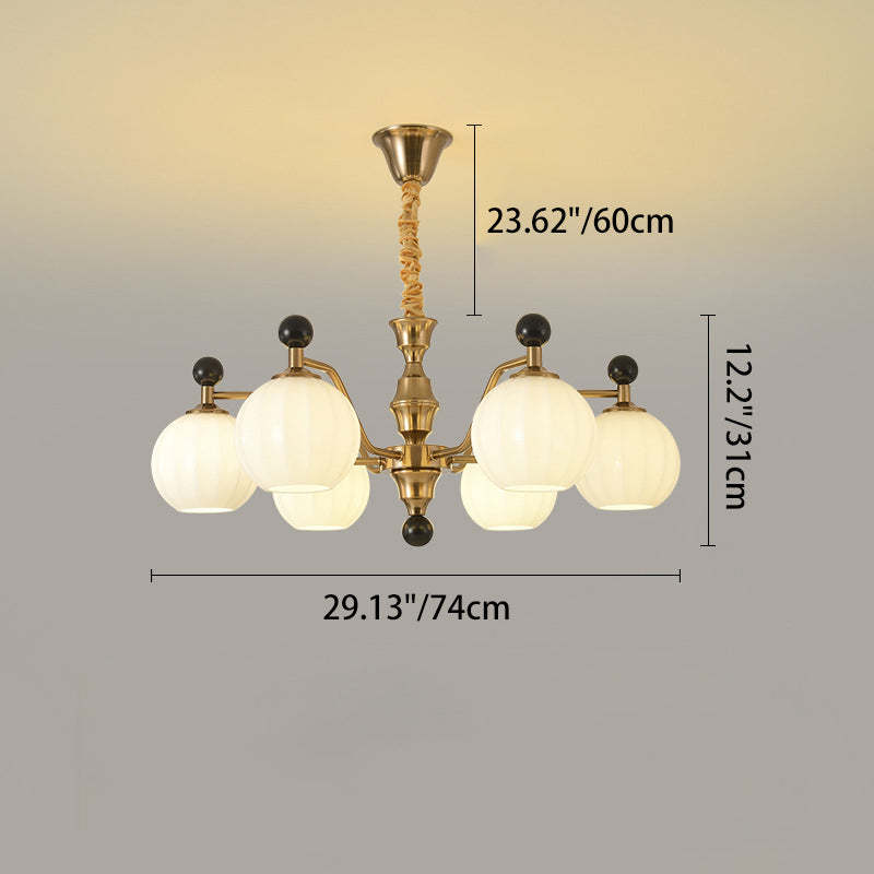 Chinese Glass Solid Wood Iron Copper Branching Chandelier