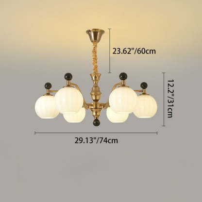 Chinese Glass Solid Wood Iron Copper Branching Chandelier