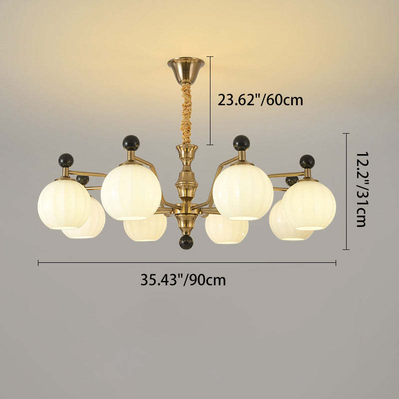 Chinese Glass Solid Wood Iron Copper Branching Chandelier
